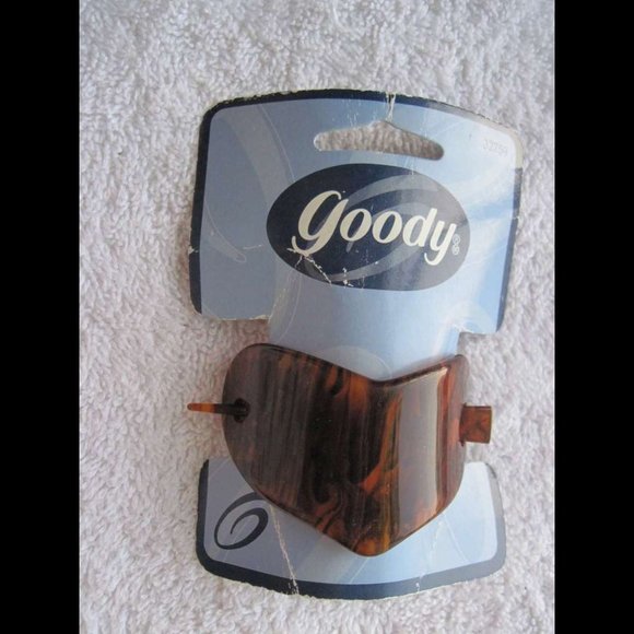 Goody 1999 Plastic Hair Barrette Stick Through Pin Heart Tortoiseshell Brown - Picture 1 of 9